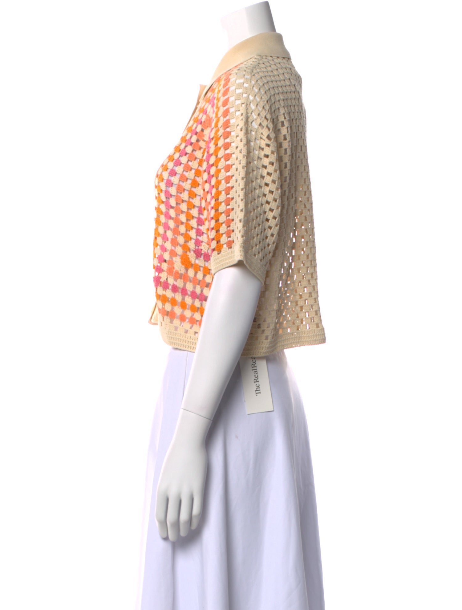 Sandro Patterned Short Sleeve Crop Top